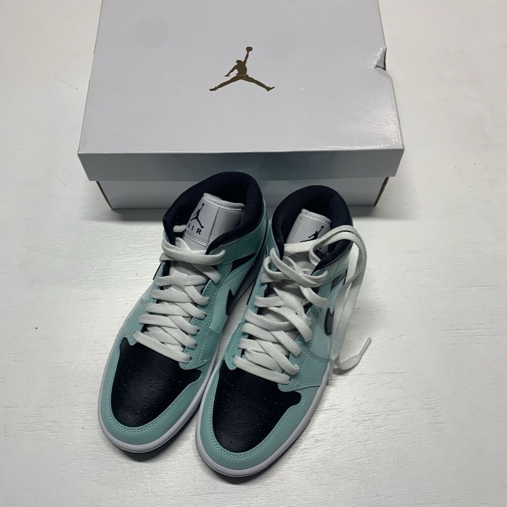Nike Air Jordan 1 Mid Aqua Black Womens Size 7.5 Shoes Teal Tint NEW W Box